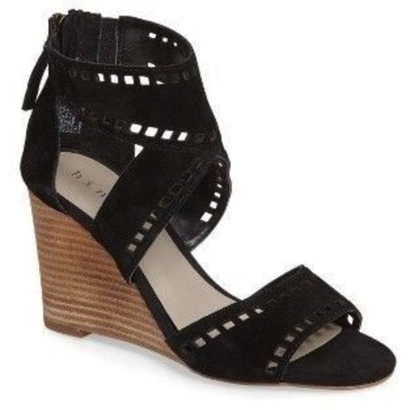 hinge Shoes - Hinge Black Taryn Wedge Sandal Size 7.5